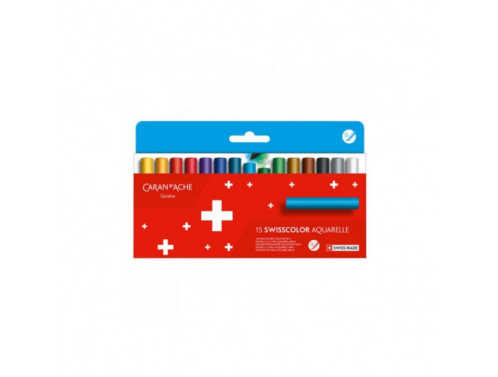 GIZ DE CERA AQUARELAVEL CARAN D ACHE SWISSCOLOR 15 CORES