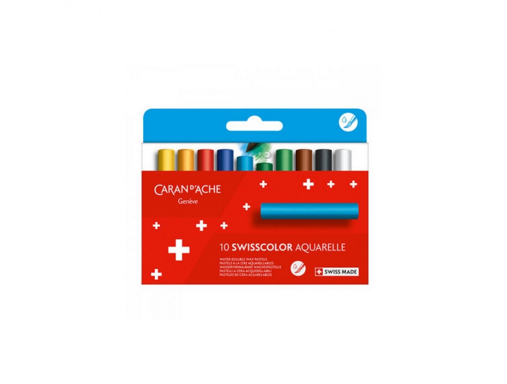 GIZ DE CERA AQUARELAVEL CARAN D ACHE SWISSCOLOR 10 CORES