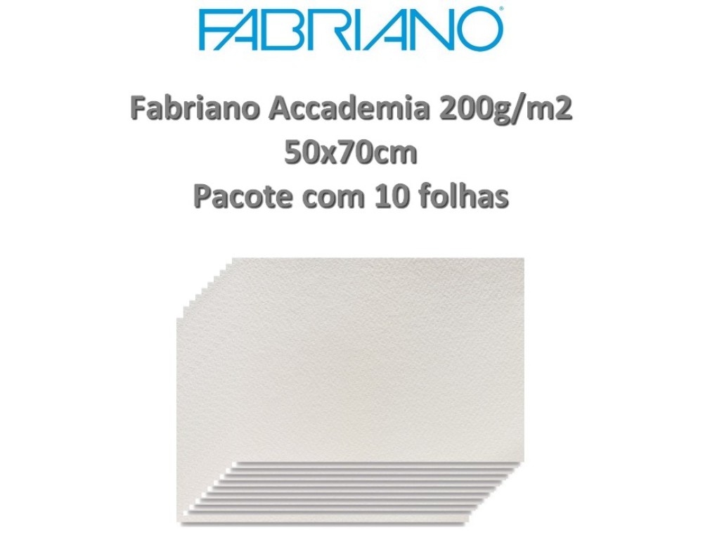 PAPEL FABRIANO ACCADEMIA 200G/M2 50X65CM C/ 10 FOLHAS