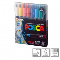 ESTOJO CANETA POSCA 0,7MM PC-1MR FINE (PIN TYPE) C/ 08 SOFT COLOR