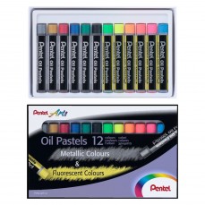 PASTEL OLEOSO PENTEL 12 CORES FLUORESCENTES E METALICAS