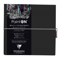 SKETCH BOOK PAINT ON MIXED MEDIA PRETO 250G/M2 19X19 32FL CLAIREFONTAINE