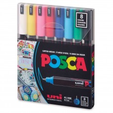 ESTOJO CANETA POSCA 0,7MM PC-1MR FINE (PIN TYPE) C/ 08 CORES