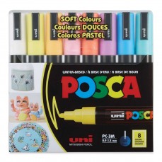 ESTOJO CANETA POSCA 01,3MM PC-3M FINE (BULLET TYPE) C/ 08 SOFT COLORS