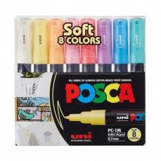 ESTOJO CANETA POSCA 0,7MM PC-1M (BULLET SHAPET) C/ 08 SOFT COLORS