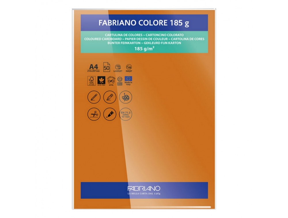 PAPEL FABRIANO COLORE 406 LARANJA INTENSO A4 185G C/10 UNI