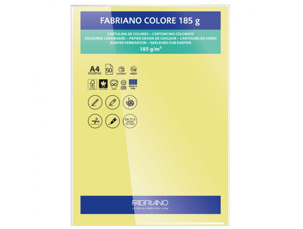 PAPEL FABRIANO COLORE 402 AMARELO BANANA A4 185G C/10 UNI