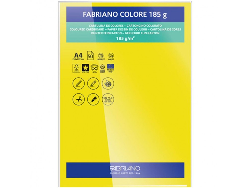 PAPEL FABRIANO COLORE 403 AMARELO CANARIO A4 185G C/10 UNI