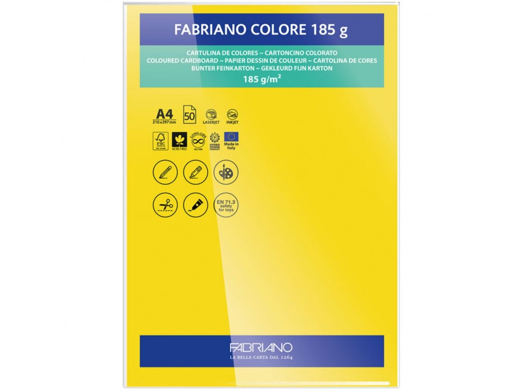 PAPEL FABRIANO COLORE 404 AMARELO INTENSO A4 185G C/10 UNI