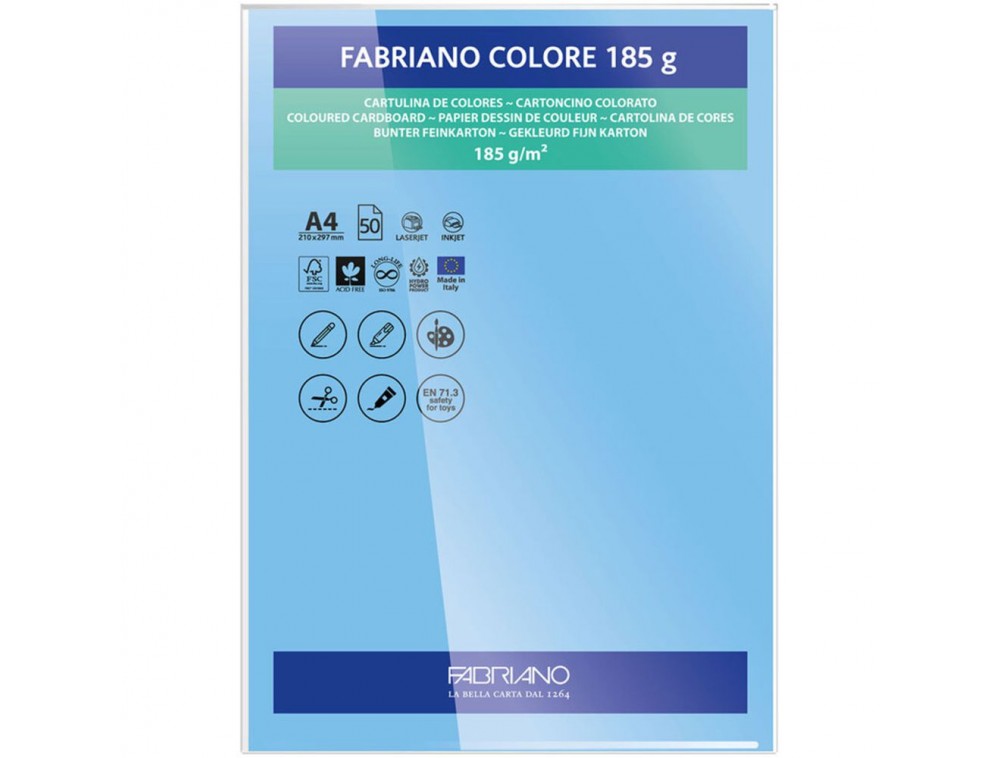 PAPEL FABRIANO COLORE 415 AZUL TURQUESA A4 185G C/10 UNI