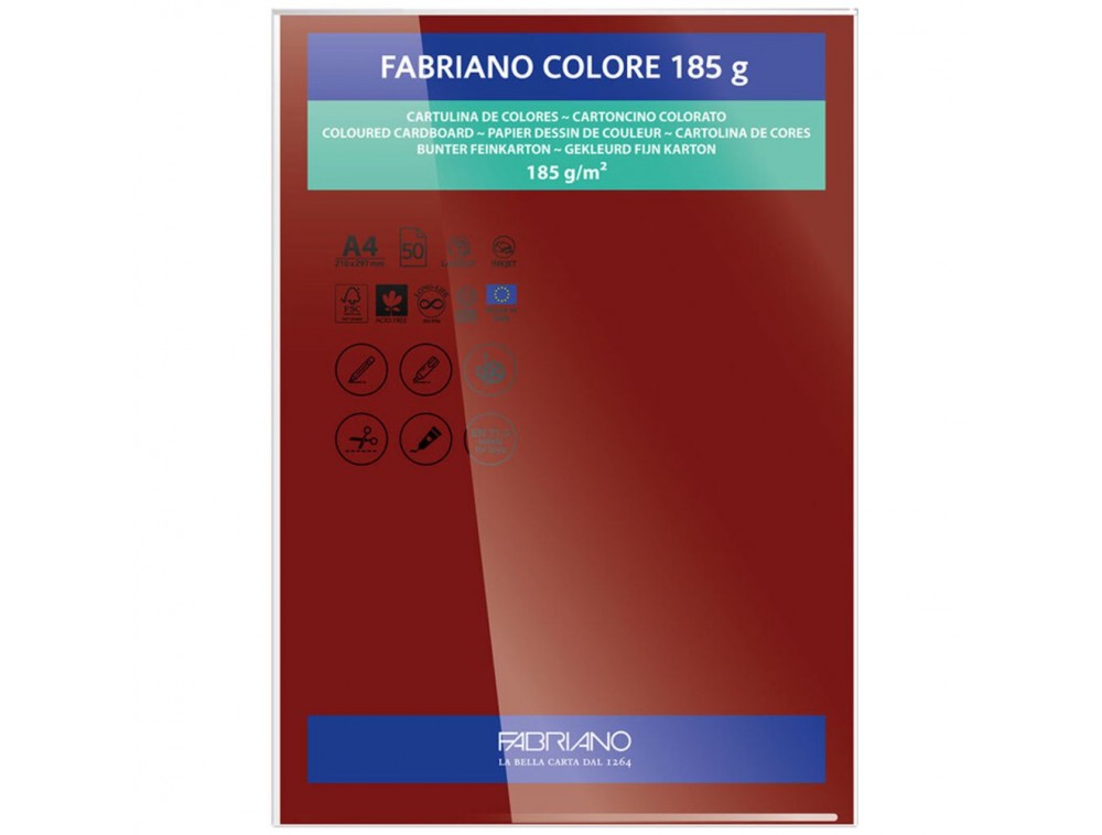 PAPEL FABRIANO COLORE 408 CEREZA A4 185G C/10 UNI