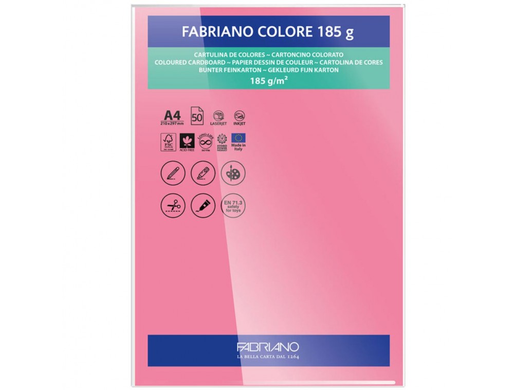 PAPEL FABRIANO COLORE 409 FUCSIA A4 185G C/10 UNI