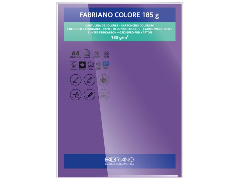 PAPEL FABRIANO COLORE 413 MORADO A4 185G C/10 UNI