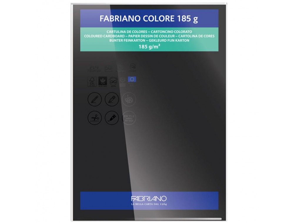 PAPEL FABRIANO COLORE 430 PRETO A4 185G C/10 UNI