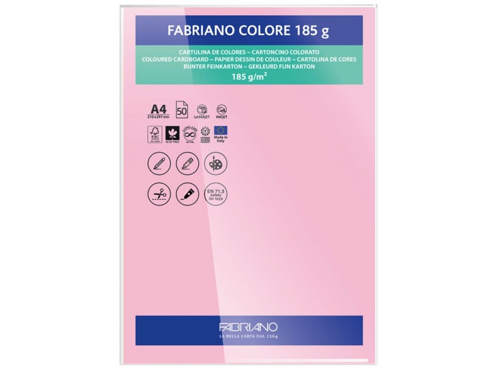 PAPEL FABRIANO COLORE 410 ROSA A4 185G C/10 UNI