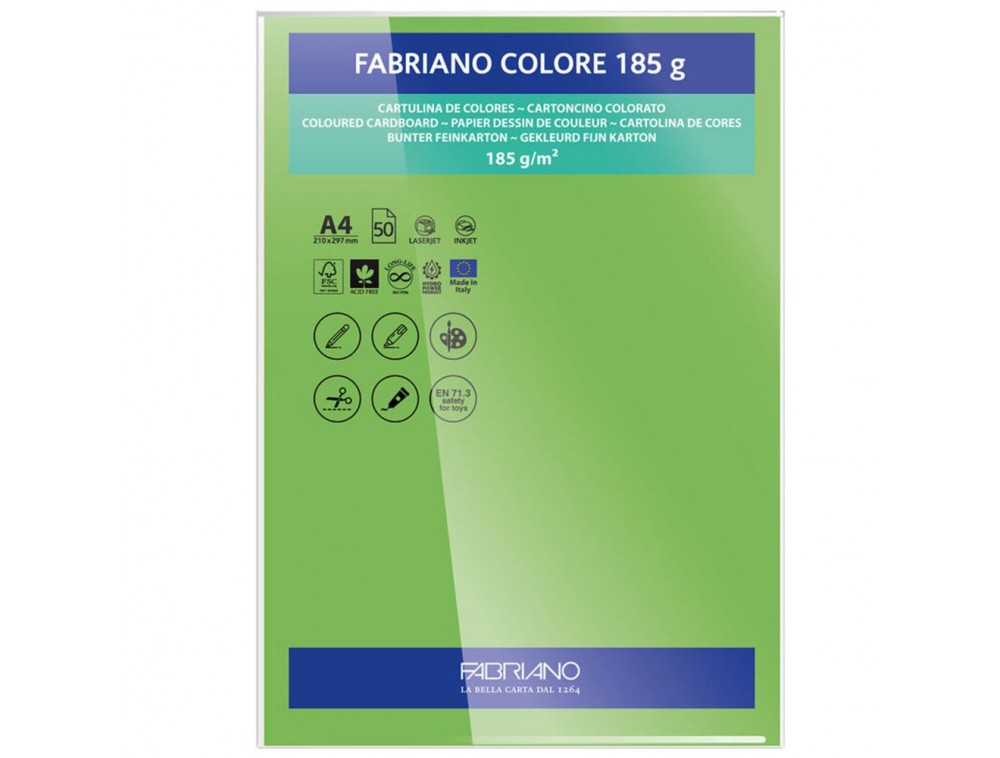 PAPEL FABRIANO COLORE 420 VERDE MALAQUITA A4 185G C/10 UNI