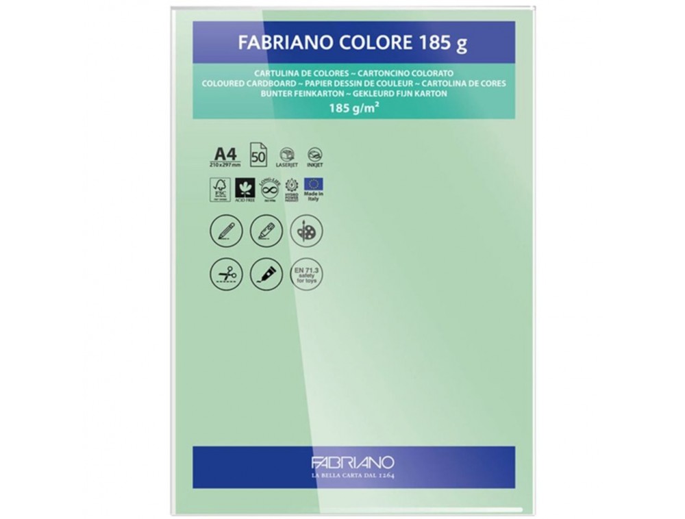PAPEL FABRIANO COLORE 418 VERDE PALIDO A4 185G C/10 UNI