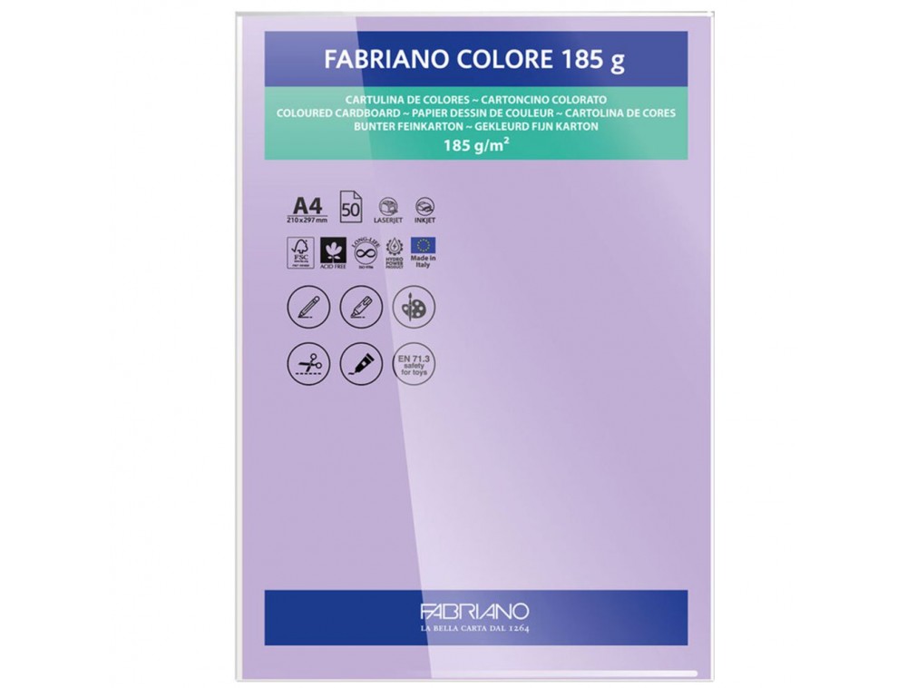 PAPEL FABRIANO COLORE 412 VIOLETA A4 185G C/10 UNI