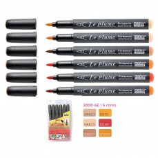 ESTOJO MARCADOR MARVY LE PLUME BRUSH C/ 06 LARANJA