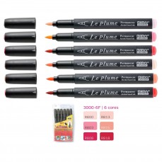 ESTOJO MARCADOR MARVY LE PLUME BRUSH C/ 06 VERMELHO