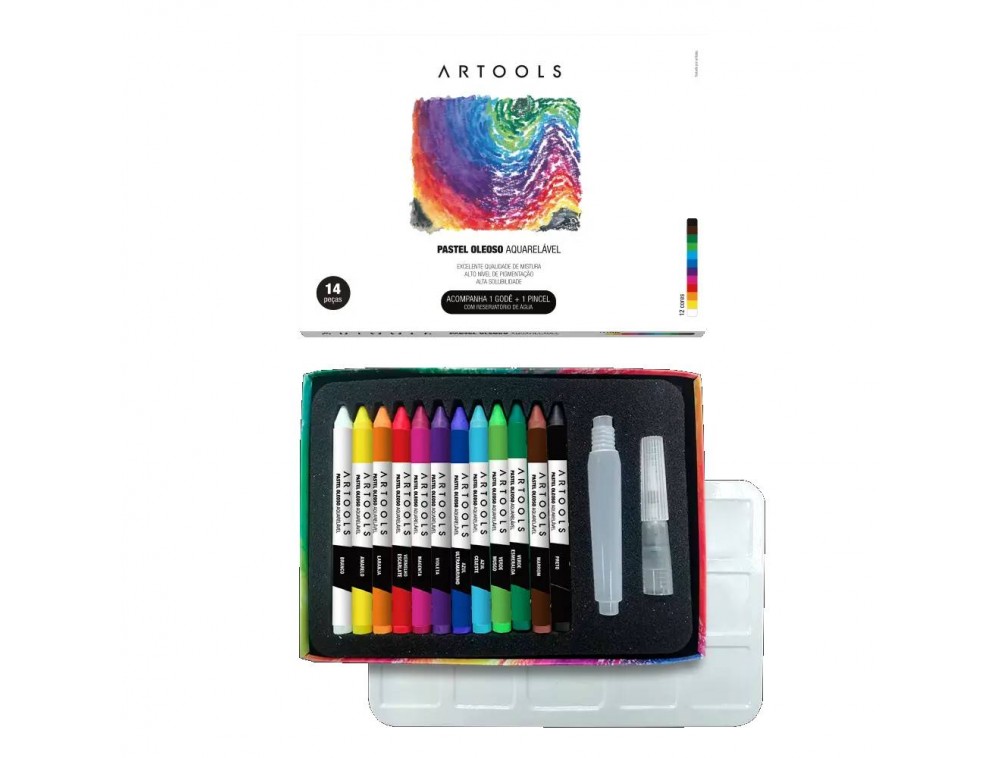 ESTOJO PASTEL OLEO AQUARELAVEL ARTOOLS 14 PECAS ESTOJO PASTEL OLEO AQUARELAVEL ARTOOLS 14 PECAS