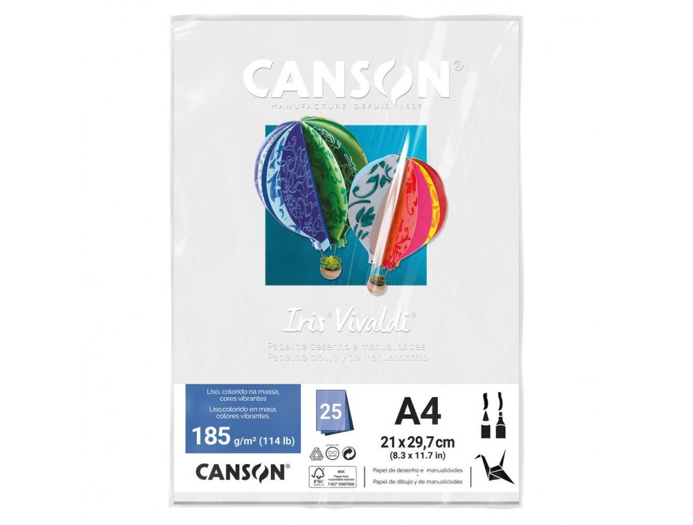 PAPEL CANSON IRIS VIVALDI A4 185G/M2 BRANCO C/ 25 FOLHAS PAPEL CANSON IRIS VIVALDI A4 185G/M2 BRANCO C/ 25 FOLHAS