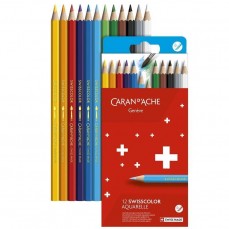 LAPIS AQUARELAVEL CARAN D´ACHE SWISSCOLOR CARDBOARD 12 CORES