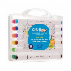 ESTOJO MARCADOR CRIATIVO CIS FLOW C/ 12 CORES
